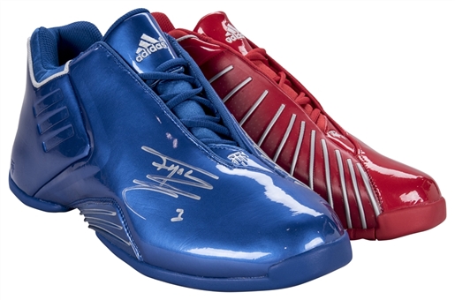2004 All-Star Game Tracy McGrady Game Used and Signed Adidas Sneakers (McGrady LOA & PSA/DNA)